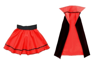 ZESTAW DRACULA CZERWONY PELERYNA 70cm 2el