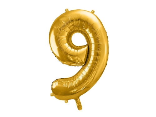 BALON DECO CYFRA 9 ZŁOTY 34'' 86cm