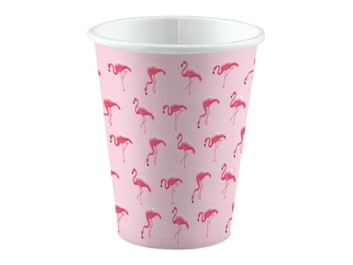 KUBECZKI PAPIER FLAMINGI RÓŻ 250ml 8szt