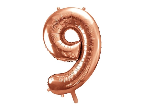 BALON DECO CYFRA 9 ZŁOTO-RÓŻ 34'' 86cm