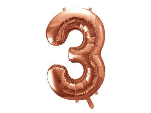BALON DECO CYFRA 3 ZŁOTO-RÓŻ 34'' 86cm