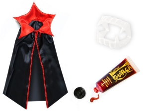 ZESTAW DRACULA CZARNY PELERYNA 70cm 3el