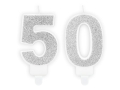 ZESTAW ŚWIECZKI 50 BROKAT SREBRNE 2szt