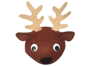 CZAPKA RENIFER RUCHOME OCZY BRĄZ