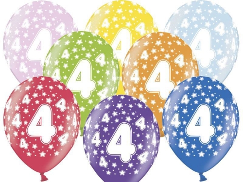 BALON 4th BIRTHDAY MIX 30cm 1szt