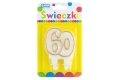 ŚWIECZKA URODZINOWA LICZBA 60 ZŁOTY KONTUR 1szt