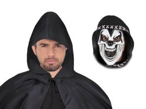 ZESTAW KOSTUCHA CZARNY PELERYNA 132cm 2el