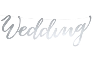 BANER WEDDING SREBRNY 16,5x45cm 