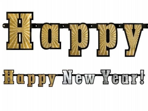 BANER HOLOGRAFICZNY HAPPY NEW YEAR 15cm x 142cm