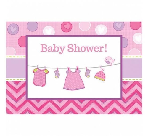 ZAPROSZENIE NA BABY SHOWER DLA DZIEWCZYNKI RÓŻ 8 szt.