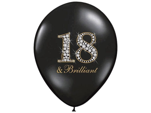 BALON CZARNY 18 &amp; BRILLIANT 30cm 1szt