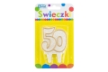 ŚWIECZKA URODZINOWA LICZBA 50 ZŁOTY KONTUR 1szt
