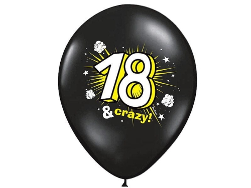 BALON CZARNY 18 &amp; CRAZY 30cm 1szt