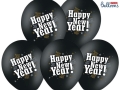 BALON CZARNY HAPPY NEW YEAR BIAŁY 30cm 1szt