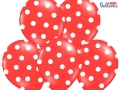 BALON CZERWONY KROPKI BIAŁE 30cm 1szt