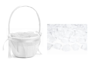 ZESTAW KOSZYCZEK Z PŁATKAMI RÓŻ BIAŁE 2el