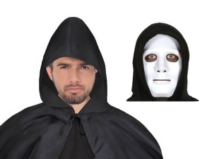 ZESTAW KOSTUCHA CZARNY PELERYNA 132cm 2el