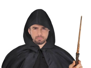 ZESTAW CZARODZIEJ CZARNY PELERYNA 132cm 2el