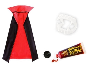 ZESTAW DRACULA CZARNY PELERYNA 70cm 3el
