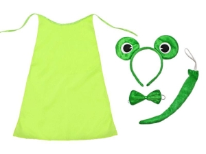 ZESTAW ŻABKA ZIELONY PELERYNA 55cm 4el