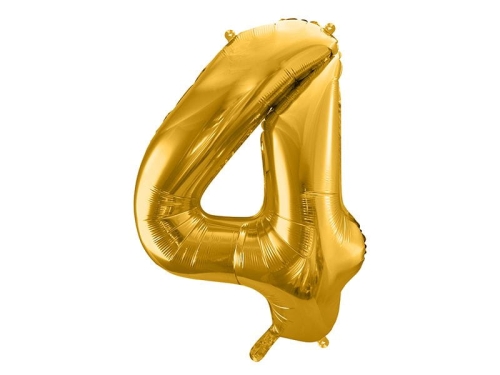 BALON DECO CYFRA 4 ZŁOTY 34'' 86cm