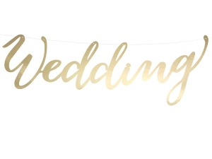 BANER WEDDING ZŁOTY 16,5x45cm 