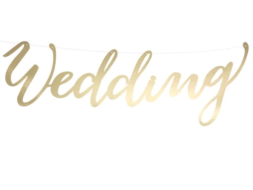 BANER WEDDING ZŁOTY 16,5x45 cm