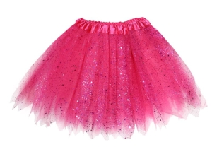 SPÓDNICZKA TIULOWA BROKAT MALINOWA 30cm