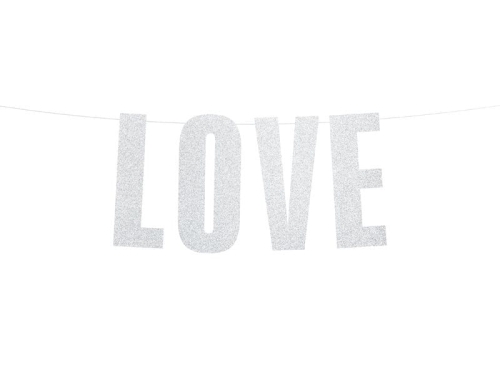 BANER LOVE BROKAT SREBRNY 21x55cm