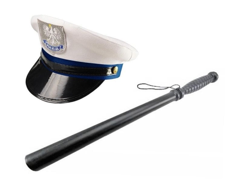 ZESTAW POLICJANT [ CZAPKA/PAŁKA ] 2el.