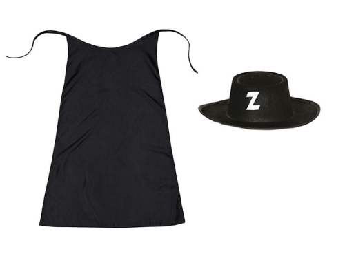 STRÓJ ZORRO Z PELERYNĄ 55cm 2el