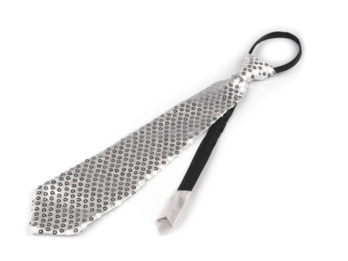 KRAWAT CEKINOWY ZAMEK SREBRNY