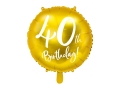 BALON 40th HAPPY BIRTHDAY ZŁOTY 18'' 45cm