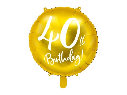 BALON 40th HAPPY BIRTHDAY ZŁOTY 18'' 45cm