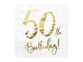 SERWETKI 50th BIRTHDAY BIAŁE 20szt