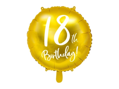 BALON 18th HAPPY BIRTHDAY ZŁOTY 18'' 45cm