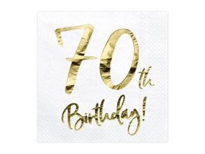 SERWETKI 70th BIRTHDAY BIAŁE 20 szt.
