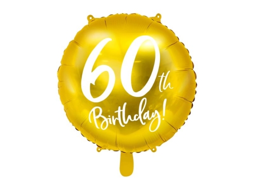 BALON 60th HAPPY BIRTHDAY ZŁOTY 18'' 45cm