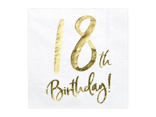 SERWETKI 18th BIRTHDAY BIAŁE 20szt