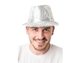 KAPELUSZ CEKINY AL CAPONE SREBRNY