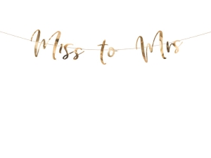 BANER MISS TO MRS RÓŻOWE ZŁOTA 0,76m