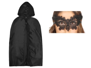 ZESTAW WAMPIRZYCA CZARNY PELERYNA 132cm 2el