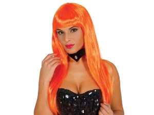 PERUKA DŁUGA PROSTA POMARAŃCZOWA