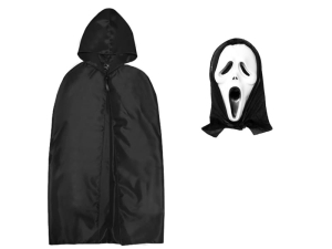 ZESTAW KRZYK CZARNY PELERYNA 132cm 2el