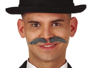 WĄSY PODKRĘCONE SZARE
