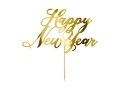 TOPPER NA TORT HAPPY NEW YEAR ZŁOTY 24cm