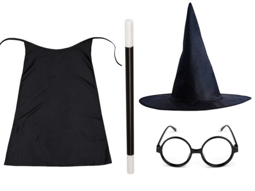 ZESTAW HARRY POTTER PELERYNA 90cm 4el