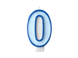 ŚWIECZKA CYFRA 0 NIEBIESKA 1szt.