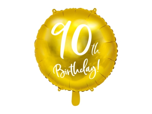 BALON 90th HAPPY BIRTHDAY ZŁOTY 18'' 45cm