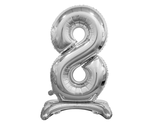 BALON BC CYFRA 8 STOJĄCY SREBRNY 29'' 74cm